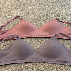 ThirdLove Wireless Soft Triangle Bralettes in Dusty Rose and Mauve